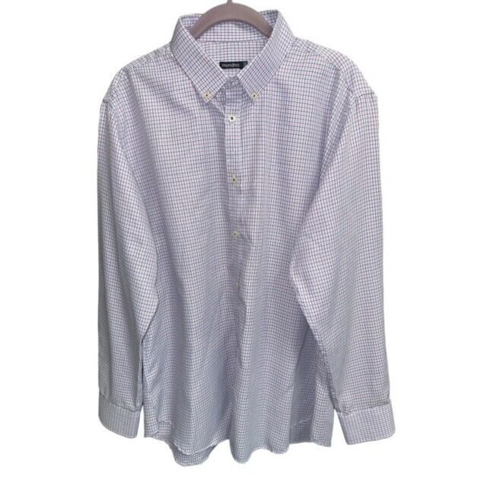 Mondino Large Shirt Dashing Red Blue Purple Plaid Check Lightweight Long Sleeves